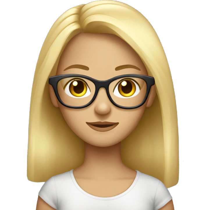 Visage ado13 ans fille blond foncé lunettes transparentes blasée emoji