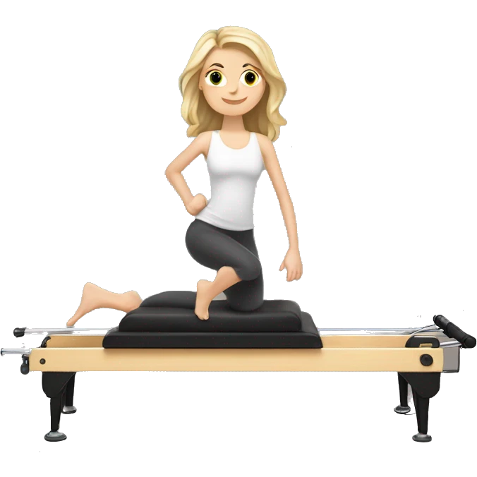 white girl on reformer Pilates emoji