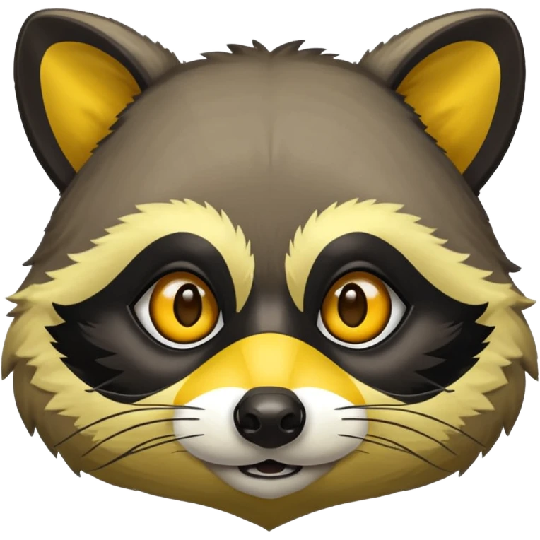 Bright yellow racoon face emoji