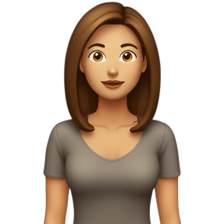 Mujer pelo marron nariz mediana con arito  cara redonda emoji
