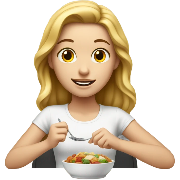 white girl eating emoji