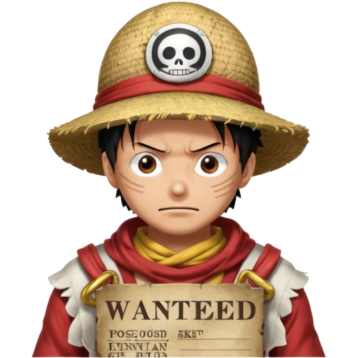 Luffy in gear five and background with wanted poster emoji