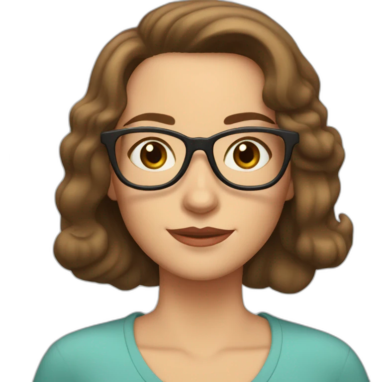 brown haired woman, hazel eyes, late 50's, some wrinkles, reading glasses, shoulder length hair emoji