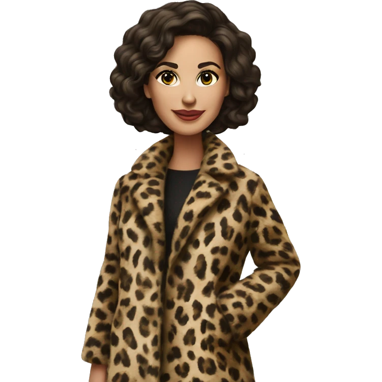 Beautiful realistic brunette hair mob wife with leopard coat  emoji