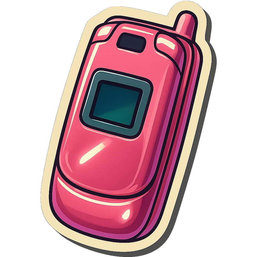 vintage pink razor flip phone, detailed, retro, iconic design, closed, soft lighting emoji