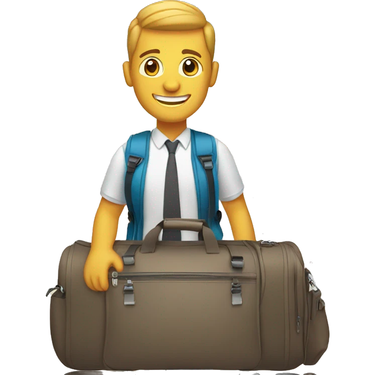 smiling guy with a travel bag emoji