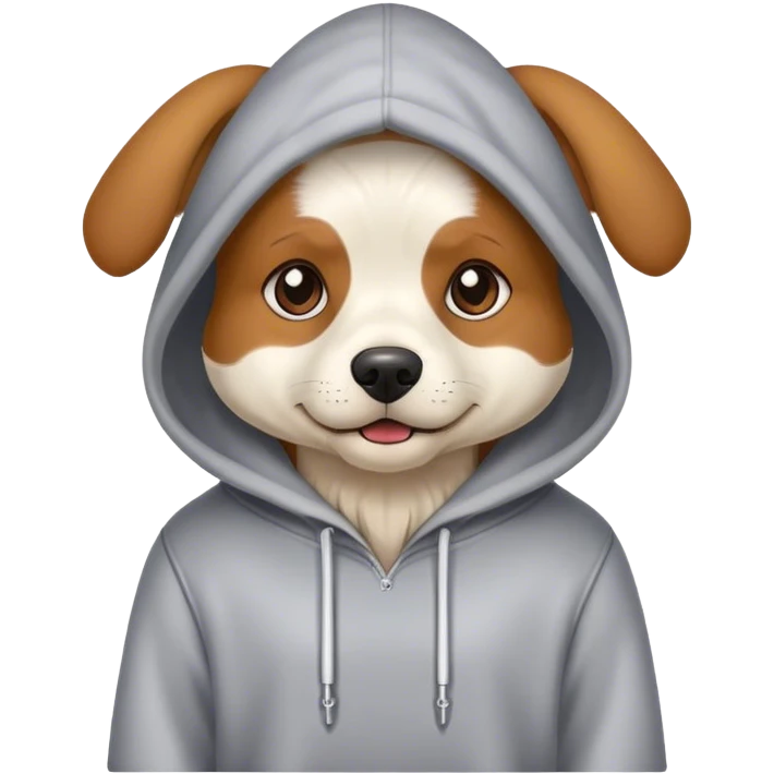 Dog wearing a hudie emoji