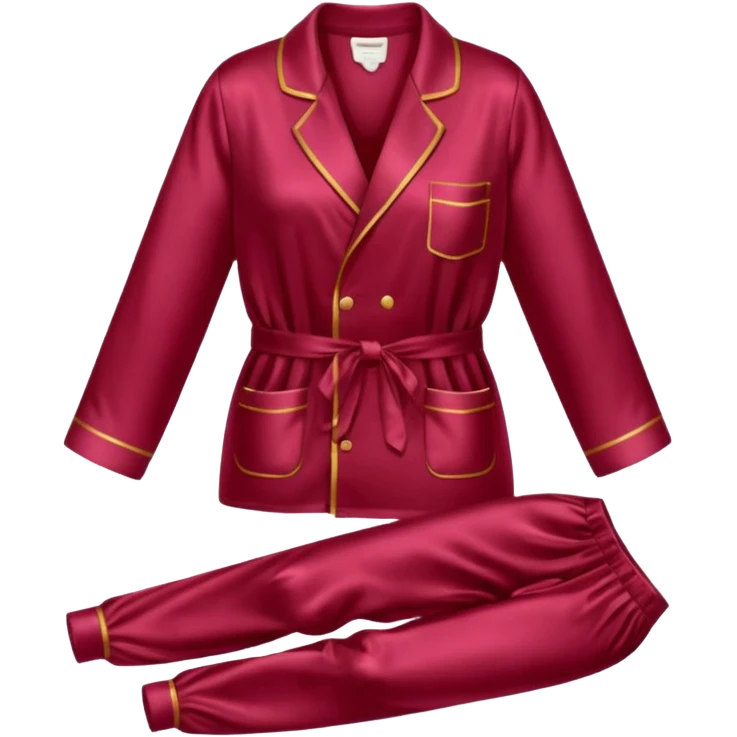 Pijama de satin color rojo vino emoji