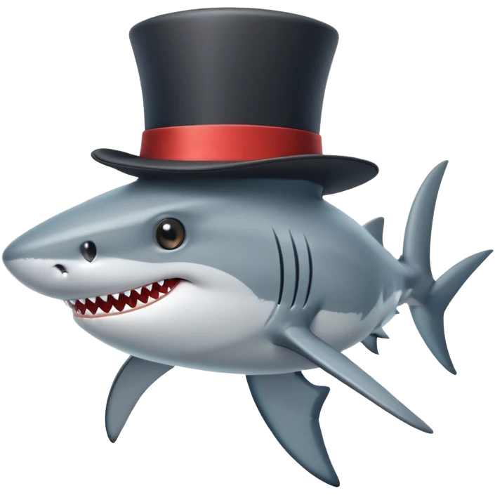 Shark with a top hat emoji