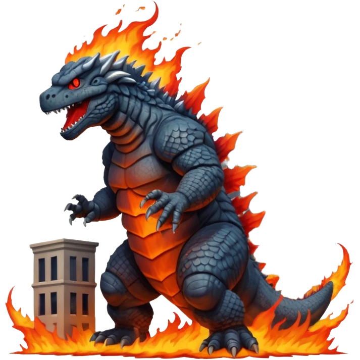 fire and building godzilla emoji