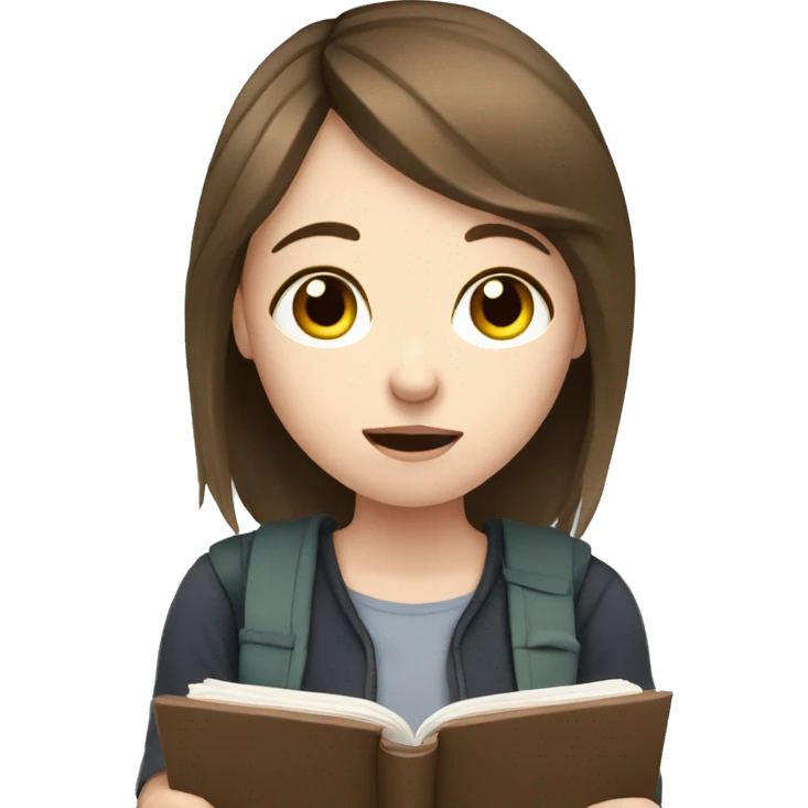 girl with brown hair and pale skin crying and studying emoji