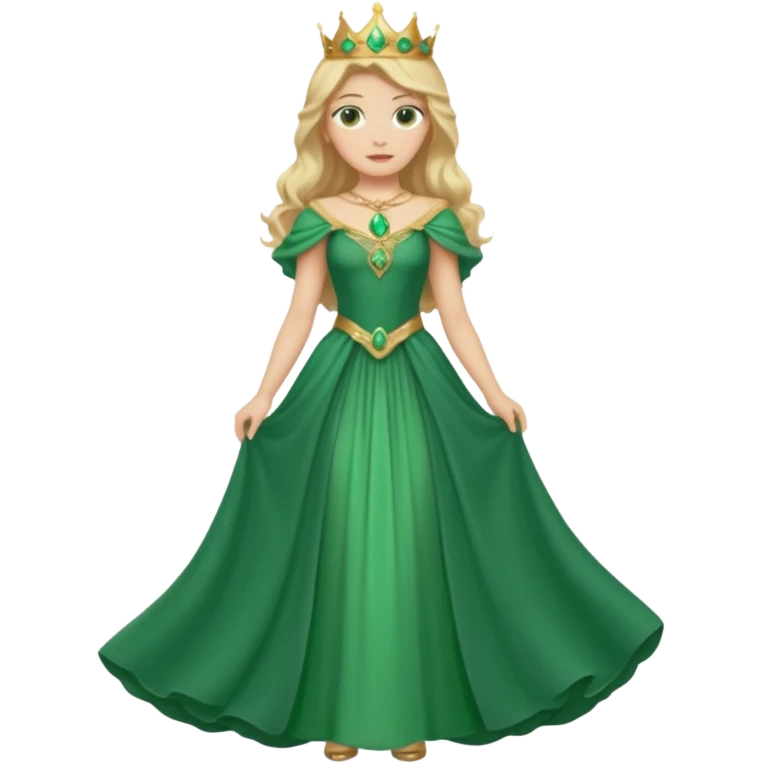 Queen Ozma from the Wizard of Oz with long blonde hair, green eyes and outfit  emoji