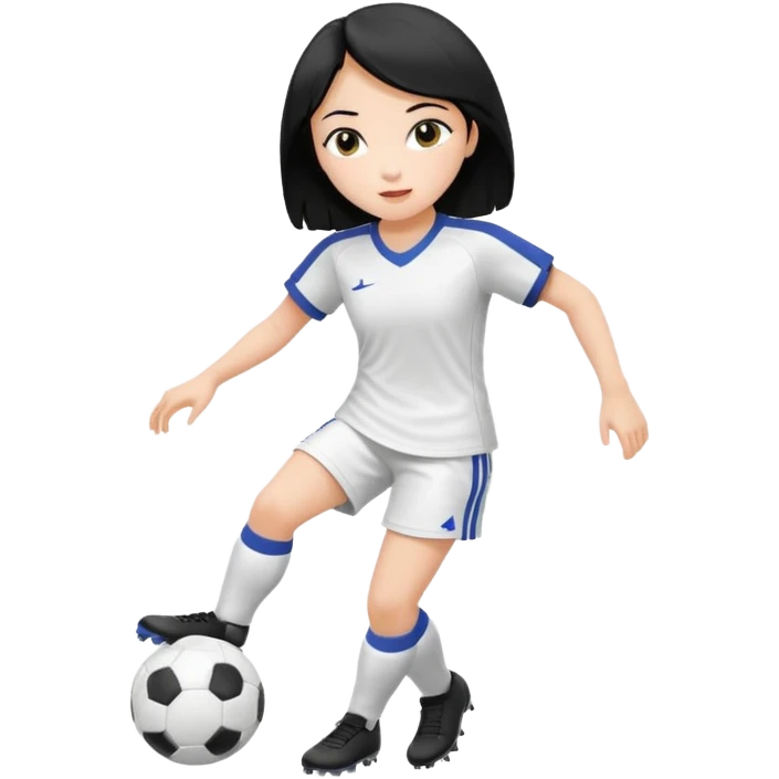 girl tha plays soccer black hair white emoji