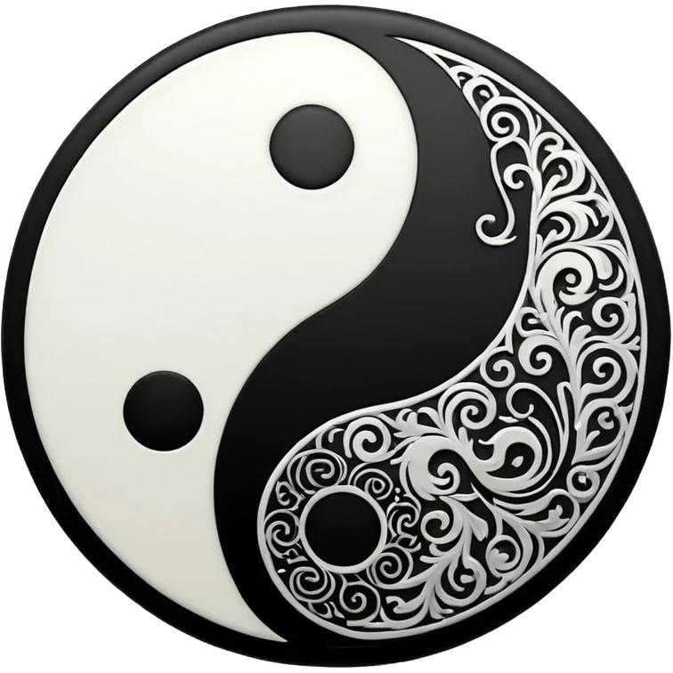 Yin and Yang glowing black and white in 32x32 emoji