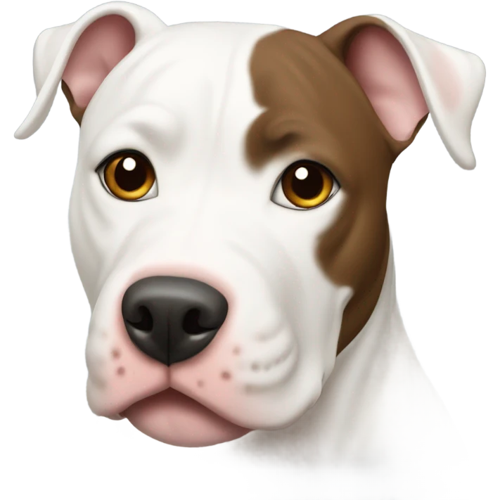 White pit bull with a brown ear emoji