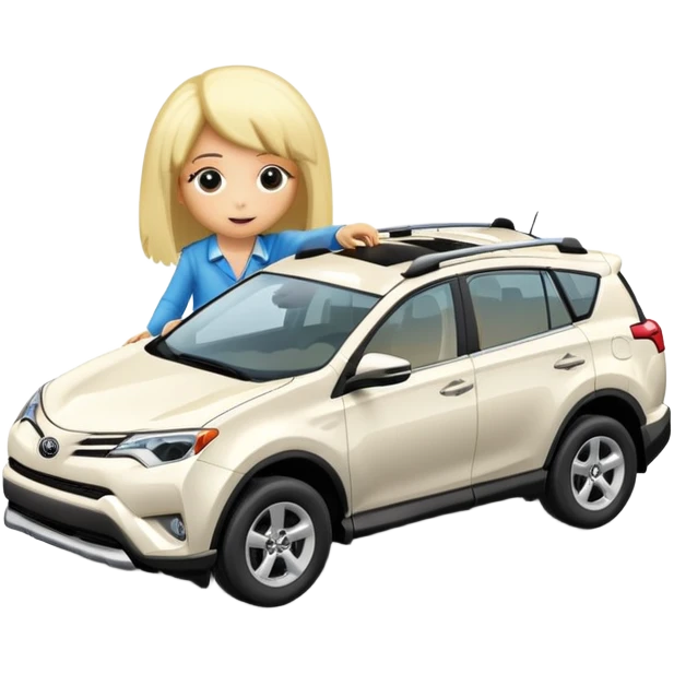 white toyota rav 4 with a wig on emoji