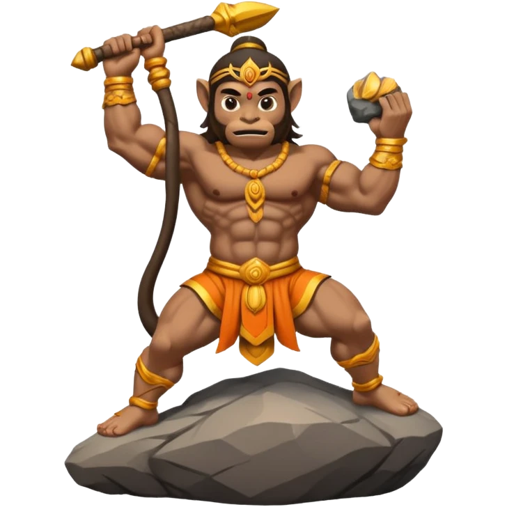 Lord Hanuman carrying mountain emoji