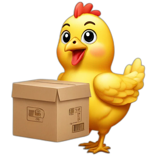 mini chicken with a box of delivery emoji