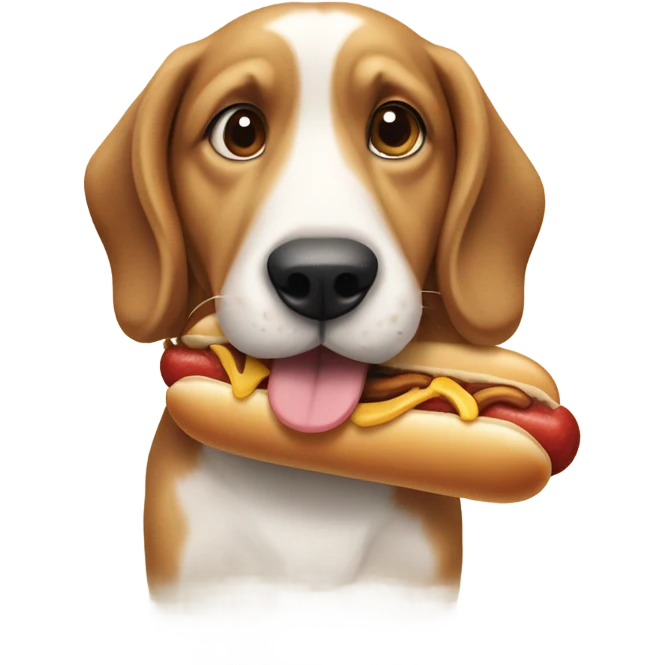 dog eating hotdog emoji