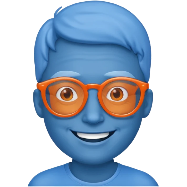 blue skinned orange glassed emoji