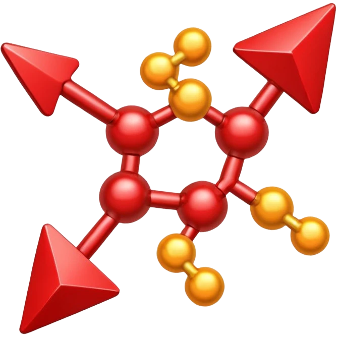 red arrow pointing down on the vitamin molecule emoji