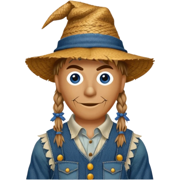 Scarecrow from the Wizard of Oz with dark blue eyes and outfit emoji