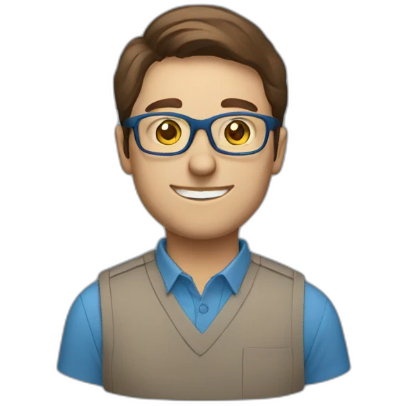 project manager brown hair glasses blue shirt emoji