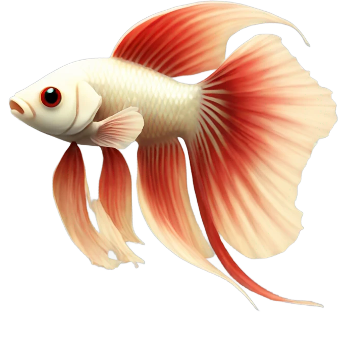 Short fins! Betta fish female with short red fins and a light beige body  emoji
