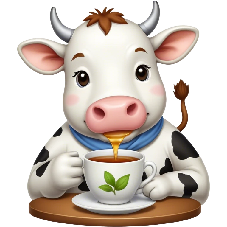 Cow drinking tea emoji