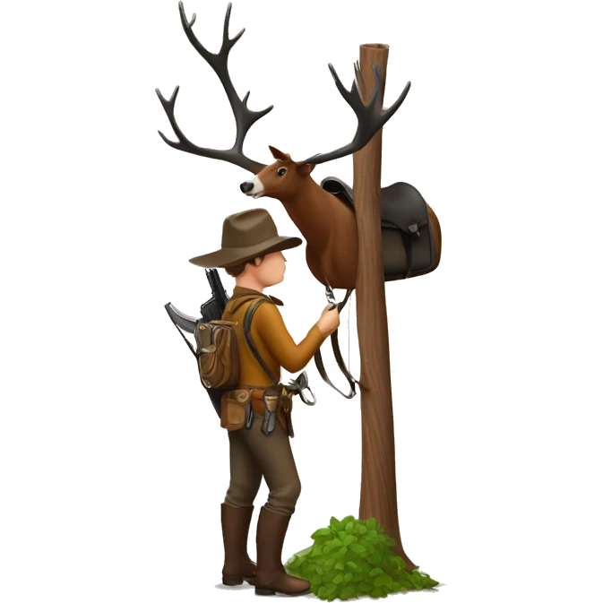 Hunter saddle hunting from a tall tree stand emoji