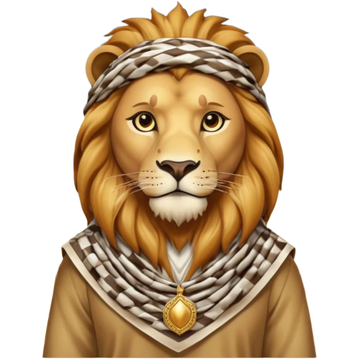 León con keffiyeh estilo rey árabe actual  emoji