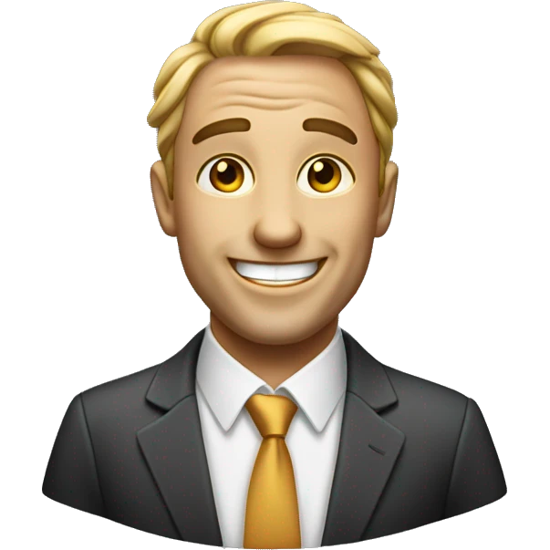 a cheerful businessman who is now at his peak earnings emoji