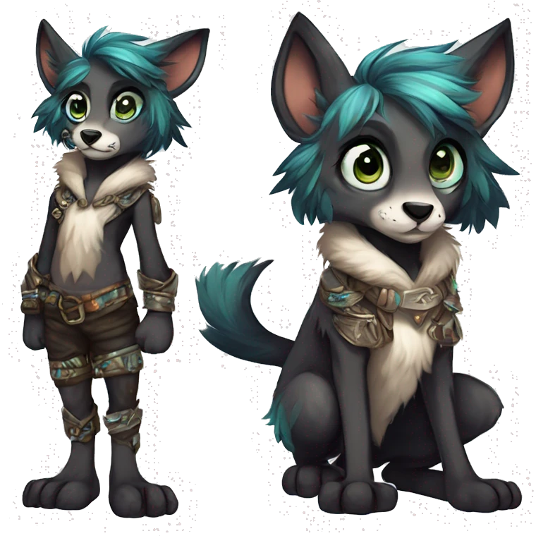 Cool cute Kawaii edgy fantasy animal  fursona Fionbri by griffsnuff & LiLaiRa & Falvie full body emoji