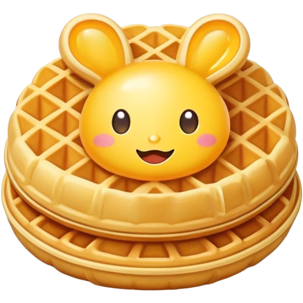 Hong Kong Egg Waffle bubble shaped golden pastry, simplified emoji style with bold outlines and bright colors, cartoon style Chinese street snack Gai Dan Jai emoji