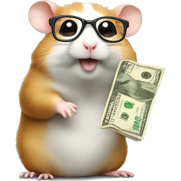 hamster with money and glasses emoji