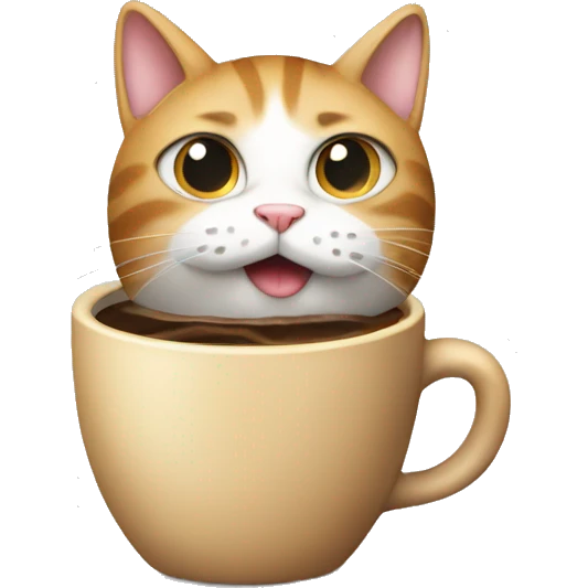 a cat with a coffee emoji
