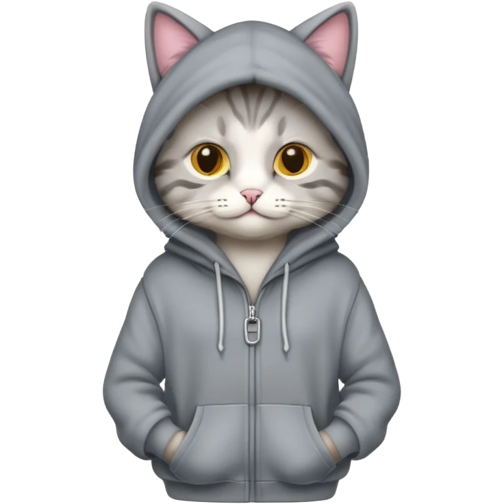 Cat wearing long hoodie emoji