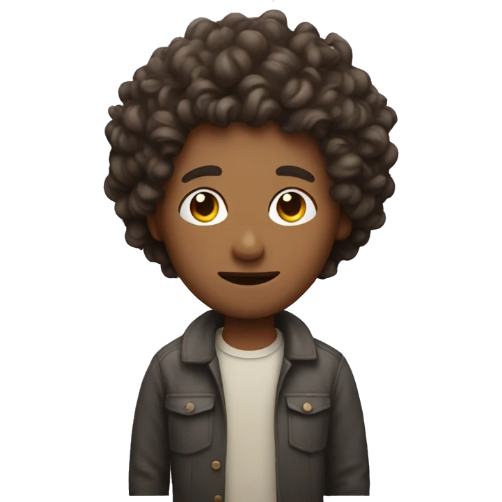 curly man with cat emoji