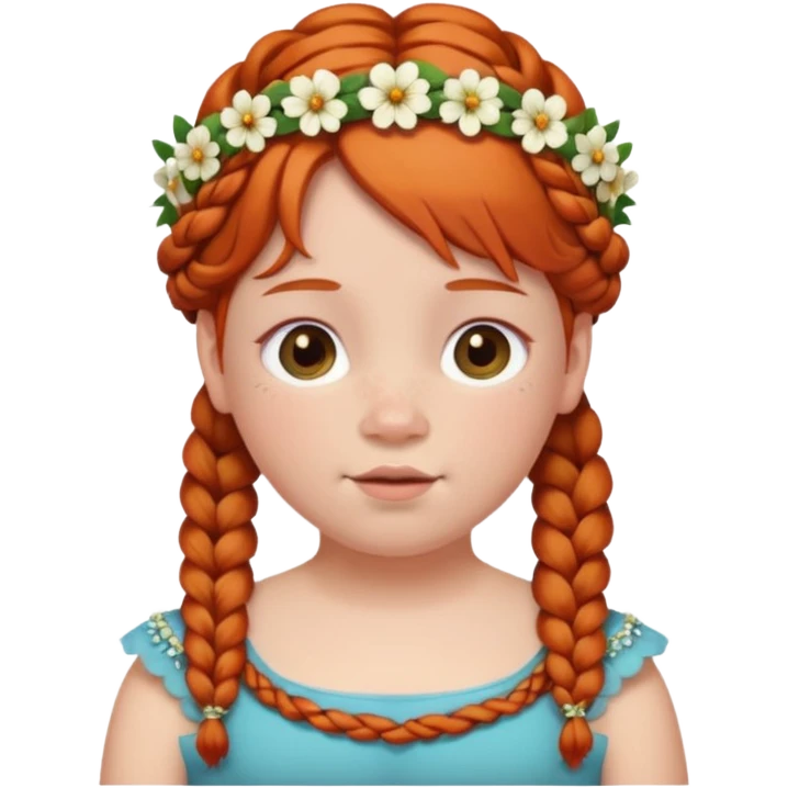 fat redhead kid with braids and floral tiara emoji