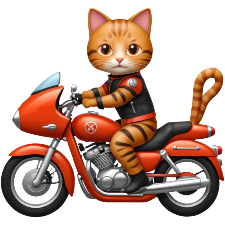 Cat on red and black motorcycle emoji