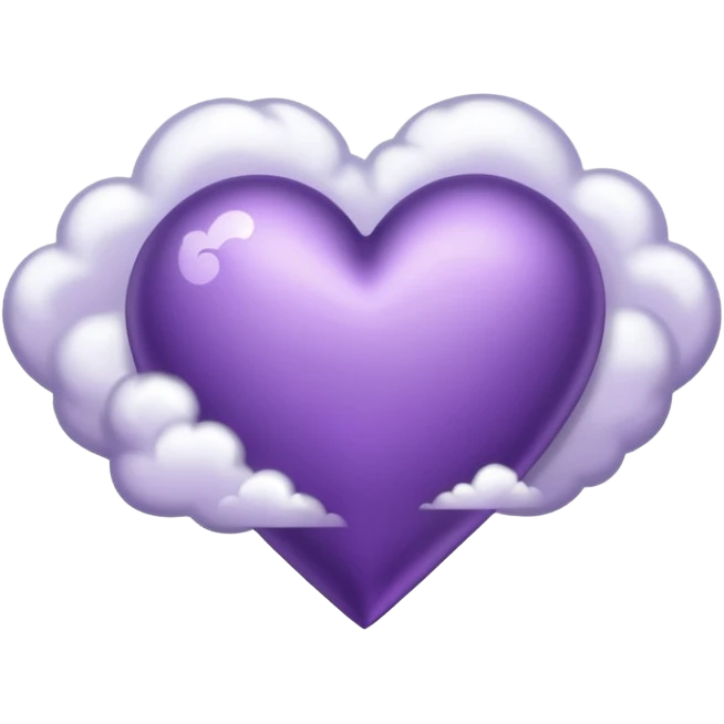 A Purple Heart surrounded by wind blown clouds  emoji