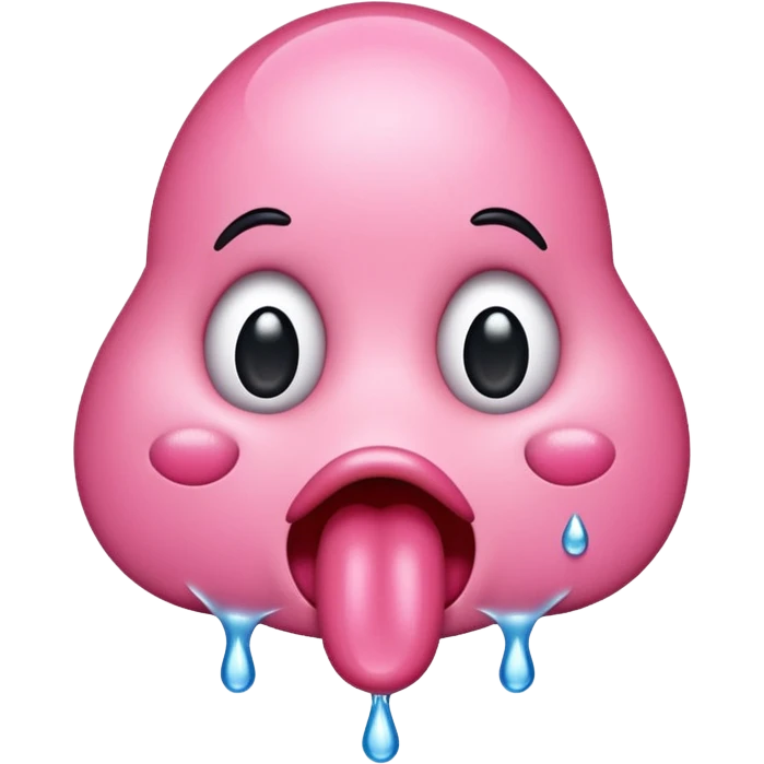 une lanque qui pend avec une goutte de bave emoji