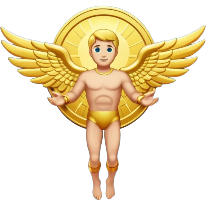 Icarus gold coin projected into space emoji