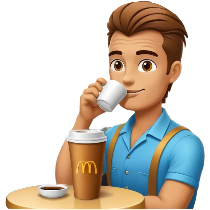 Roller driver drinking coffee at MacDonalds emoji