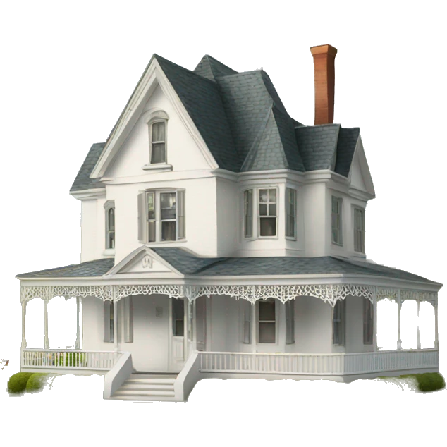 White Victorian house out in the country  emoji
