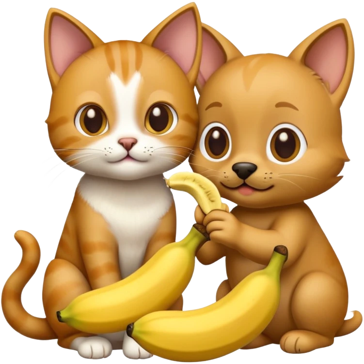 cat petting a dog eating a banana emoji