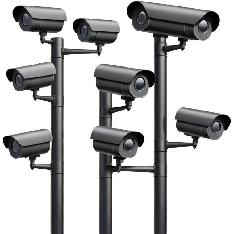 Multiple CCTV cameras on a pole in black  emoji