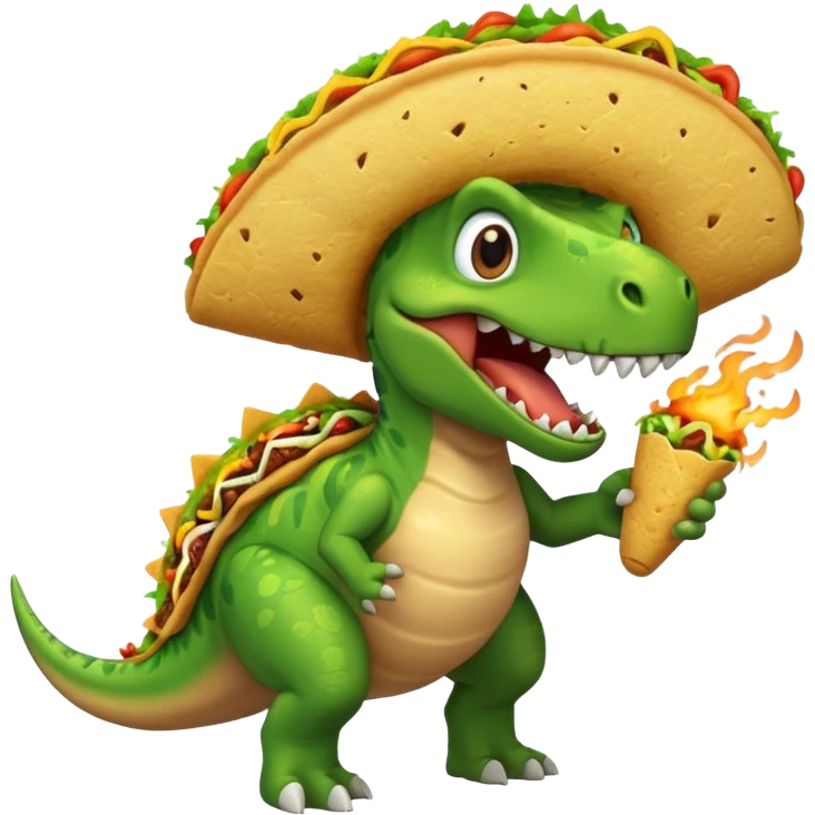 Dinosaur farting out a explosion with a taco in hand  emoji