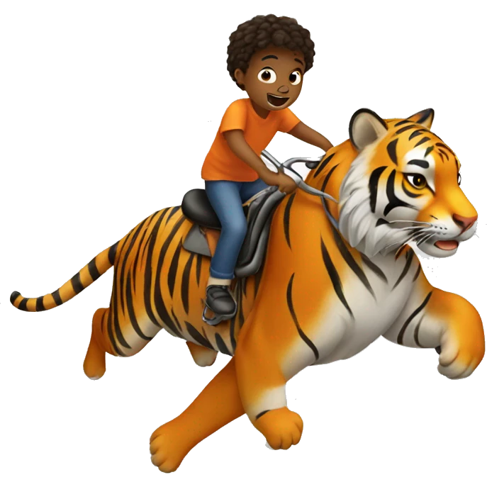 Kid riding a tiger emoji