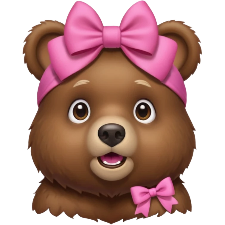 Surprised bear with a pink bow on his head emoji